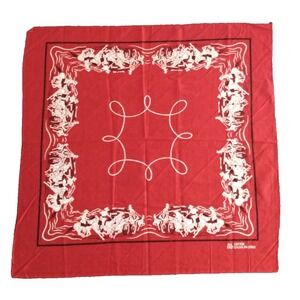 Vintage Fast Color Bandana All Cotton Red Cowboy Stagecoach Western Handkerchief